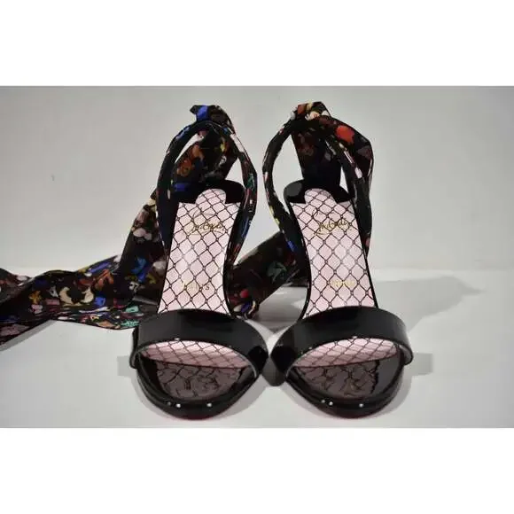 Christian Louboutin Fetish Du Desert 100 Black Lace Up Tie Sandal Heel Pump 39.5 - Picture 6 of 12